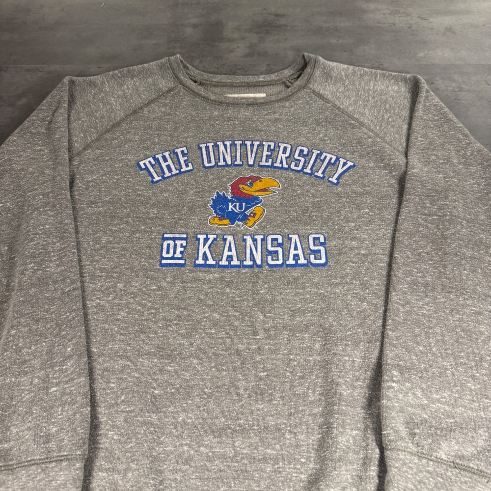 Pressbox University of Kansas Sweatshirt Women Large Gray Thumbhole Jayhawks KU